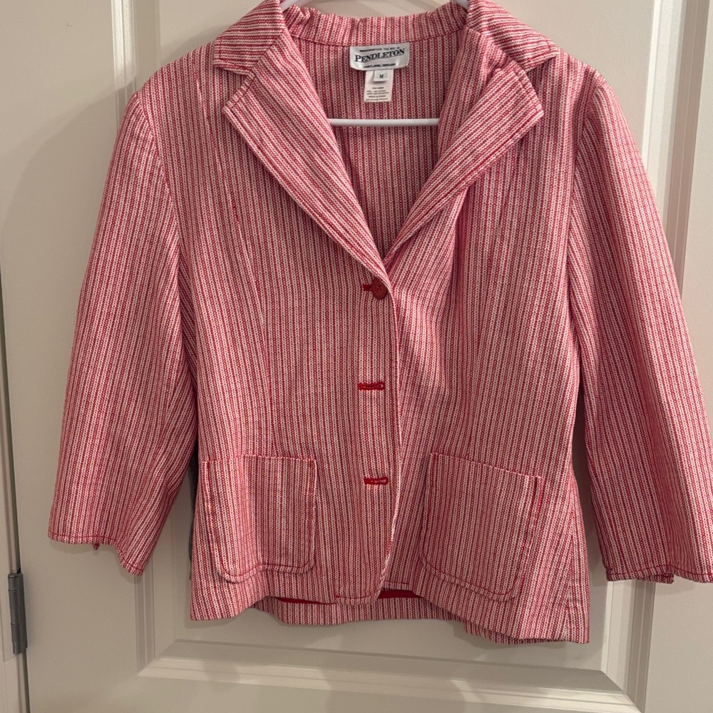 Pendleton Women's Striped Blazer in Red and White
